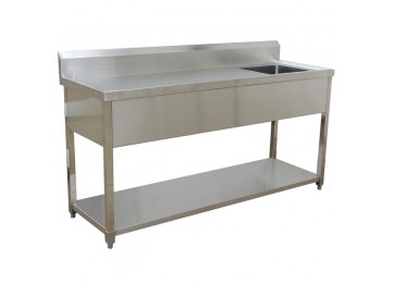 STAINLESS STEEL DELUXE BENCH / SINK 1800MM