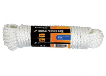 10MM X 20M TWISTED ROPE - WHITE