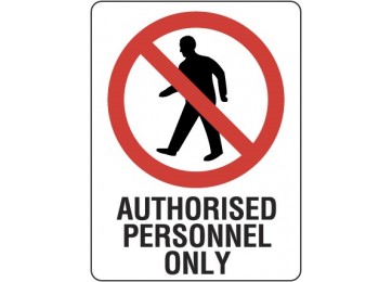 METAL SIGN AUTHORISED PERSONNEL - 450 X 300MM