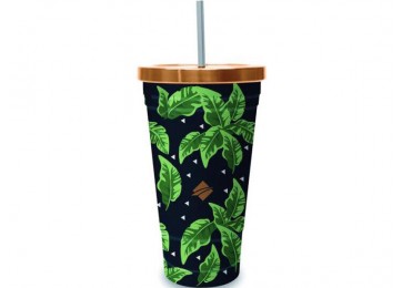 INSULATED CUP WITH STRAW - BLUE