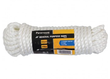 12MM X 20M TWISTED ROPE - WHITE
