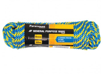 6MM X 30M TWISTED ROPE - BLUE/YELLOW